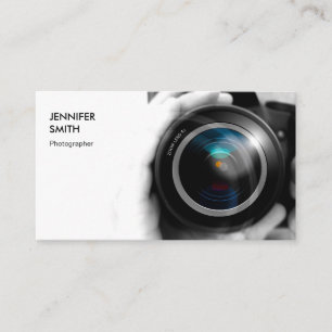 Simply Black and White Photographer Camera Lens Business Card