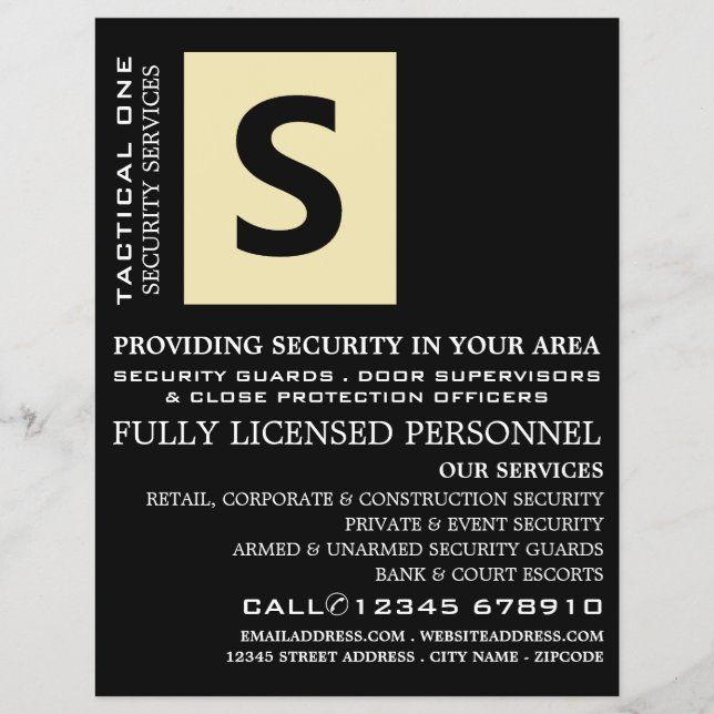 Simply Black, Security Personnel Advertising Flyer (Front)