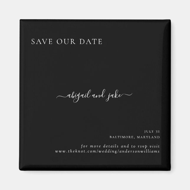 Simply Black Wedding Save our Date  Magnet (Front)