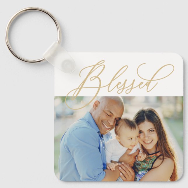 Simply Blessed Editable Colour Photo Keychain (Front)
