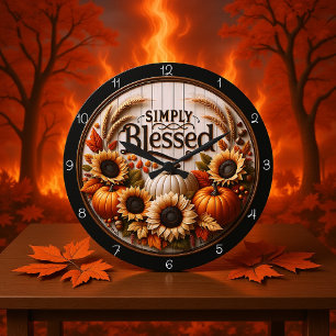 Simply Blessed Fall Harvest Large Clock