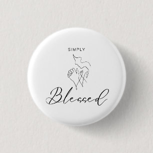 Simply Blessed Minimalist Christian Line Drawing 3 Cm Round Badge
