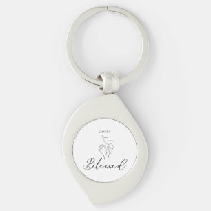 Simply Blessed Minimalist Christian Line Drawing Key Ring