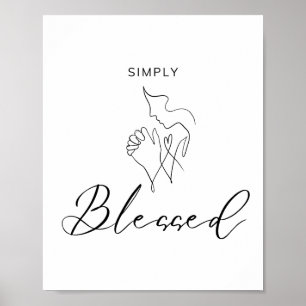 Simply Blessed Minimalist Christian Line Drawing Poster