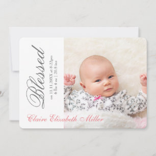 Simply Blessed Pink - Birth Announcement