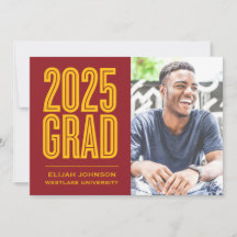 SIMPLY BOLD 2025 GRAD PHOTO GRADUATION INVITATION