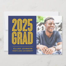 SIMPLY BOLD 2025 GRAD PHOTO GRADUATION INVITATION