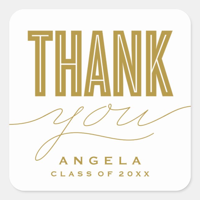 SIMPLY BOLD MODERN THANK YOU GRAD FAVOR STICKER (Front)