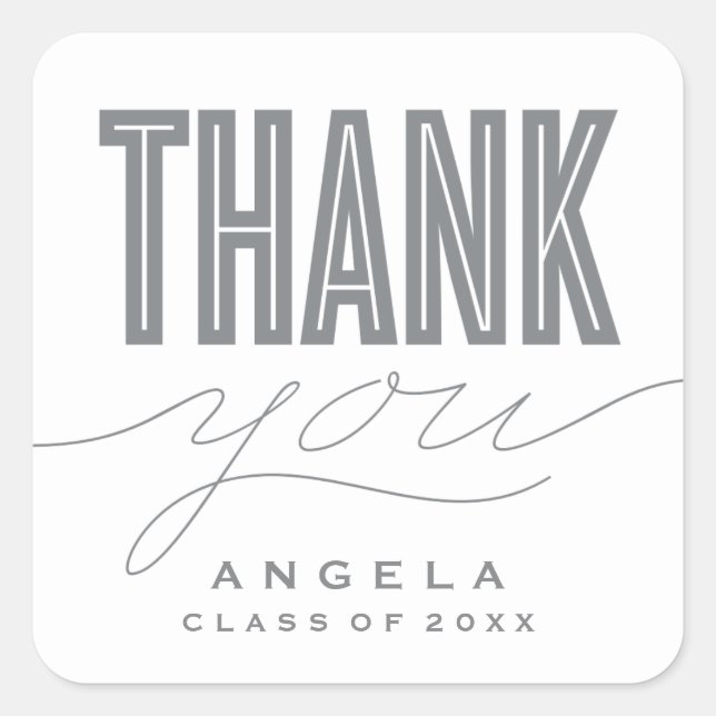 SIMPLY BOLD MODERN THANK YOU GRAD FAVOR STICKER (Front)