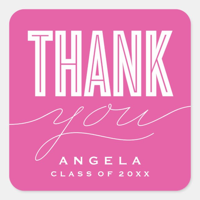 SIMPLY BOLD MODERN THANK YOU GRAD FAVOR STICKER (Front)