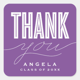 SIMPLY BOLD MODERN THANK YOU GRAD FAVOR STICKER