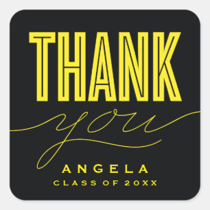 SIMPLY BOLD MODERN THANK YOU GRAD FAVOR STICKER