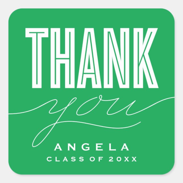 SIMPLY BOLD MODERN THANK YOU GRAD FAVOR STICKER (Front)