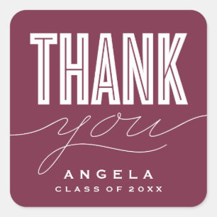 SIMPLY BOLD MODERN THANK YOU GRAD FAVOR STICKER