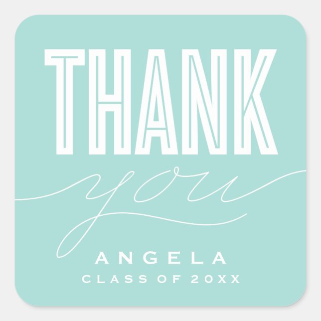 SIMPLY BOLD MODERN THANK YOU GRAD FAVOR STICKER (Front)