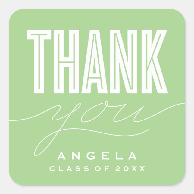 SIMPLY BOLD MODERN THANK YOU GRAD FAVOR STICKER (Front)