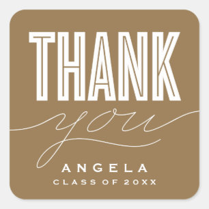 SIMPLY BOLD MODERN THANK YOU GRAD FAVOR STICKER