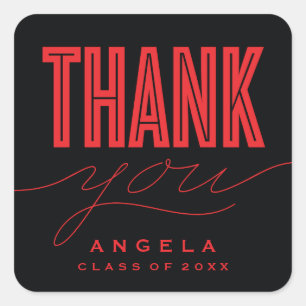SIMPLY BOLD MODERN THANK YOU GRAD FAVOR STICKER