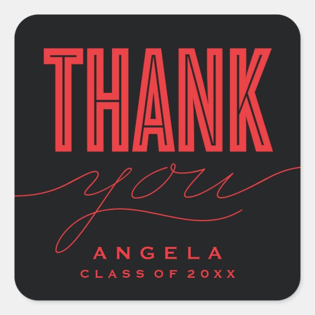 SIMPLY BOLD MODERN THANK YOU GRAD FAVOR STICKER (Front)