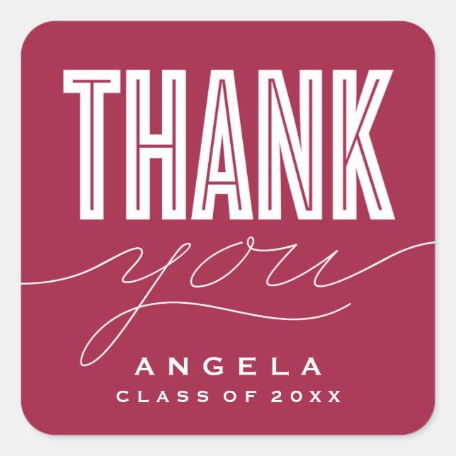 SIMPLY BOLD MODERN THANK YOU GRAD FAVOR STICKER (Front)