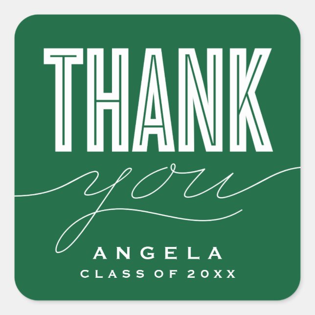 SIMPLY BOLD MODERN THANK YOU GRAD FAVOR STICKER (Front)