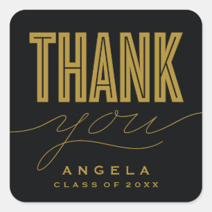 SIMPLY BOLD MODERN THANK YOU GRAD FAVOR STICKER