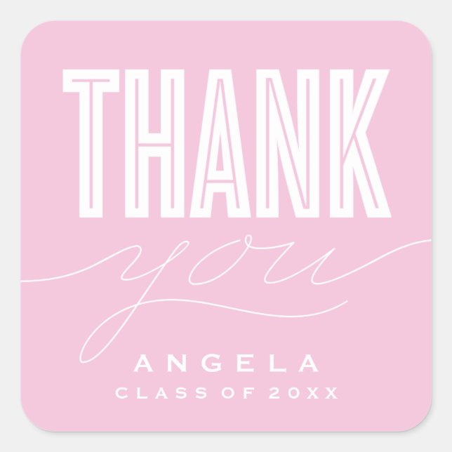 SIMPLY BOLD MODERN THANK YOU GRAD FAVOR STICKER (Front)
