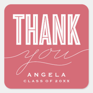 SIMPLY BOLD MODERN THANK YOU GRAD FAVOR STICKER
