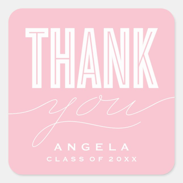 SIMPLY BOLD MODERN THANK YOU GRAD FAVOR STICKER (Front)