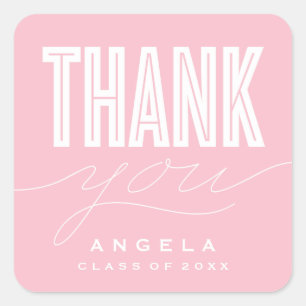 SIMPLY BOLD MODERN THANK YOU GRAD FAVOR STICKER