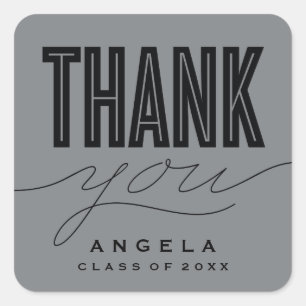 SIMPLY BOLD MODERN THANK YOU GRAD FAVOR STICKER