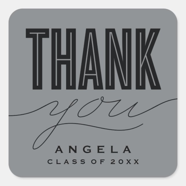 SIMPLY BOLD MODERN THANK YOU GRAD FAVOR STICKER (Front)