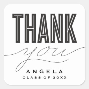SIMPLY BOLD MODERN THANK YOU GRAD FAVOR STICKER