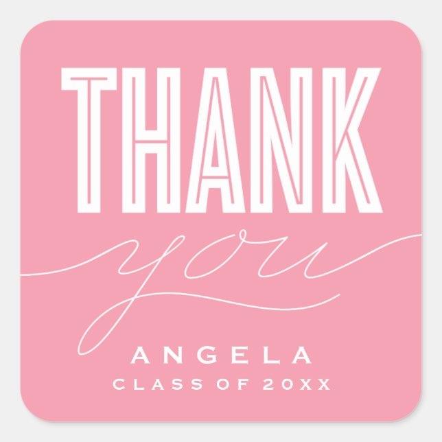 SIMPLY BOLD MODERN THANK YOU GRAD FAVOR STICKER (Front)