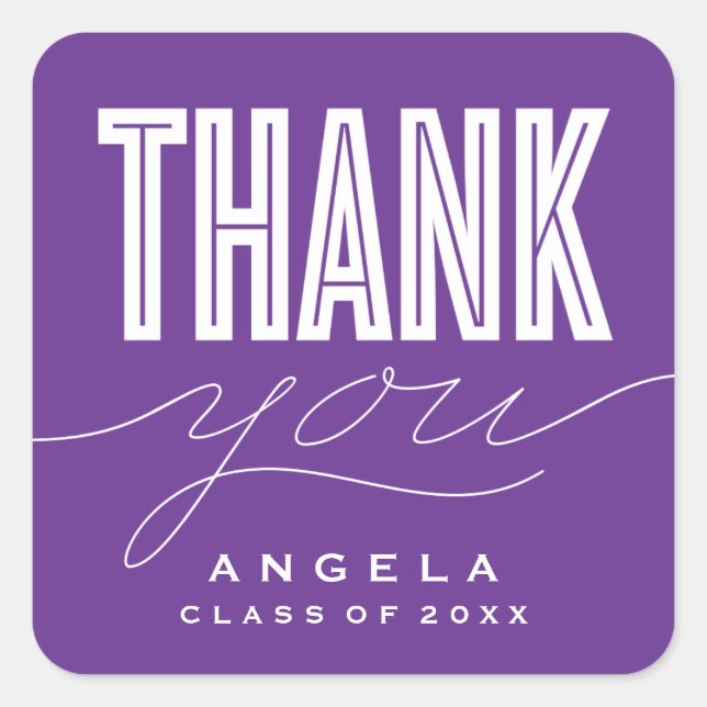 SIMPLY BOLD MODERN THANK YOU GRAD FAVOR STICKER (Front)