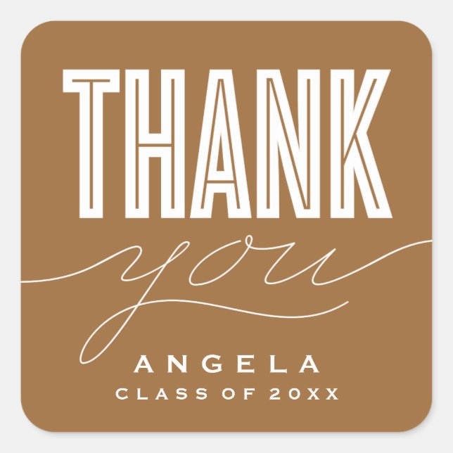SIMPLY BOLD MODERN THANK YOU GRAD FAVOR STICKER (Front)