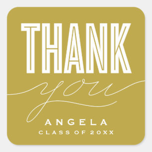 SIMPLY BOLD MODERN THANK YOU GRAD FAVOR STICKER