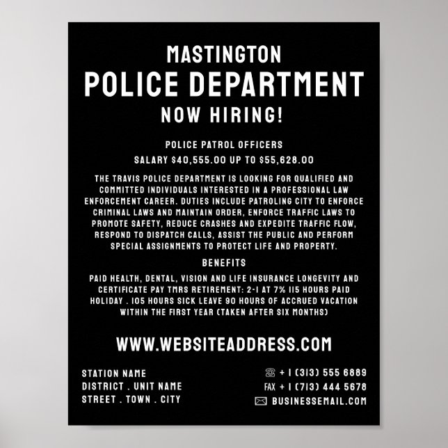 Simply Bold, Police Officer Law Recruitment Poster (Front)