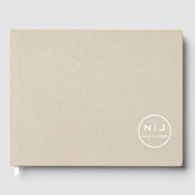 Simply Brown Kraft Rustic Country Wedding Minimal Guest Book (Front)