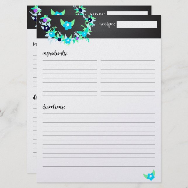 Simply Brushed Recipe Mini Binder Insert Invitation (Front/Back)