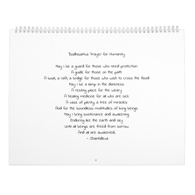 Simply Buddha Calendar (Back)