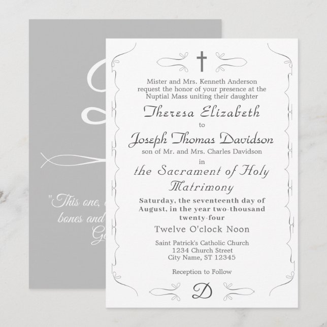 Simply Catholic Wedding Invitation (Front/Back)
