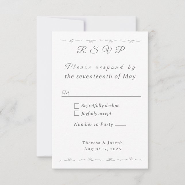 Simply Catholic Wedding White RSVP Card (Front)
