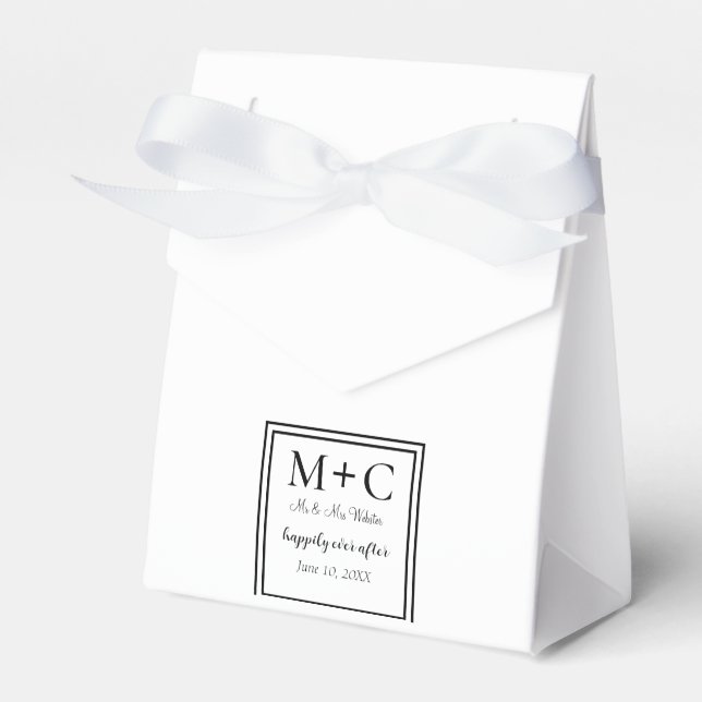 Simply Chic Black & White Wedding  Favour Box (Front Side)