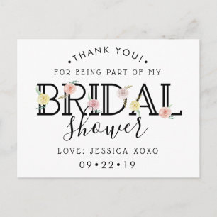 Simply Chic Floral Garden Bridal Shower Thank You Announcement Postcard
