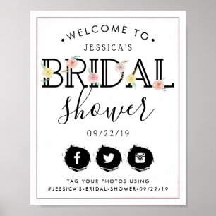 Simply Chic Floral Garden Bridal Shower Welcome Poster