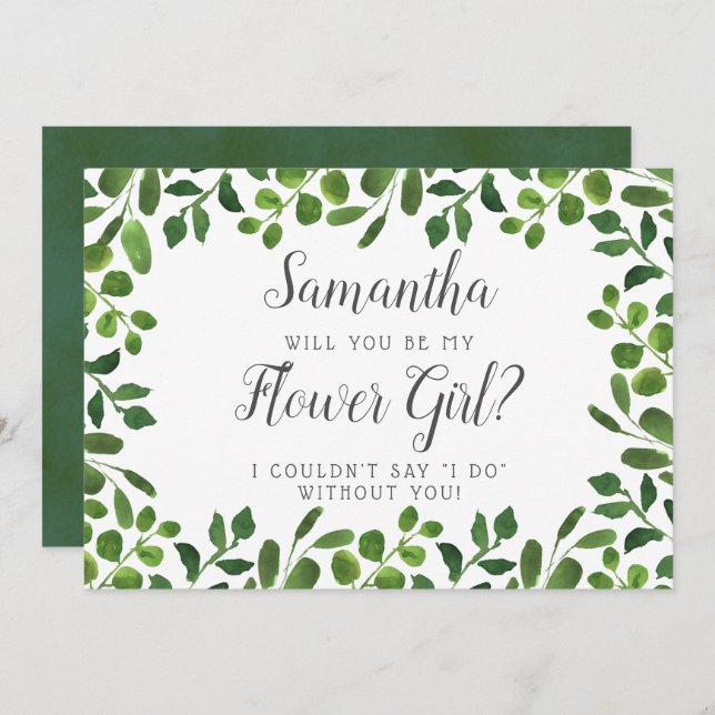 Simply Chic Foliage | Will You Be My Flower Girl? Invitation (Front/Back)