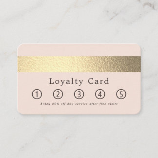 Simply Chic Gold Foil Stripe On Blush Pink Loyalty Card
