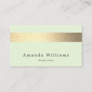 Simply Chic Gold Foil Stripe On Mint Green Business Card