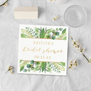 Simply Chic Greenery & Gold Bridal Shower Napkin